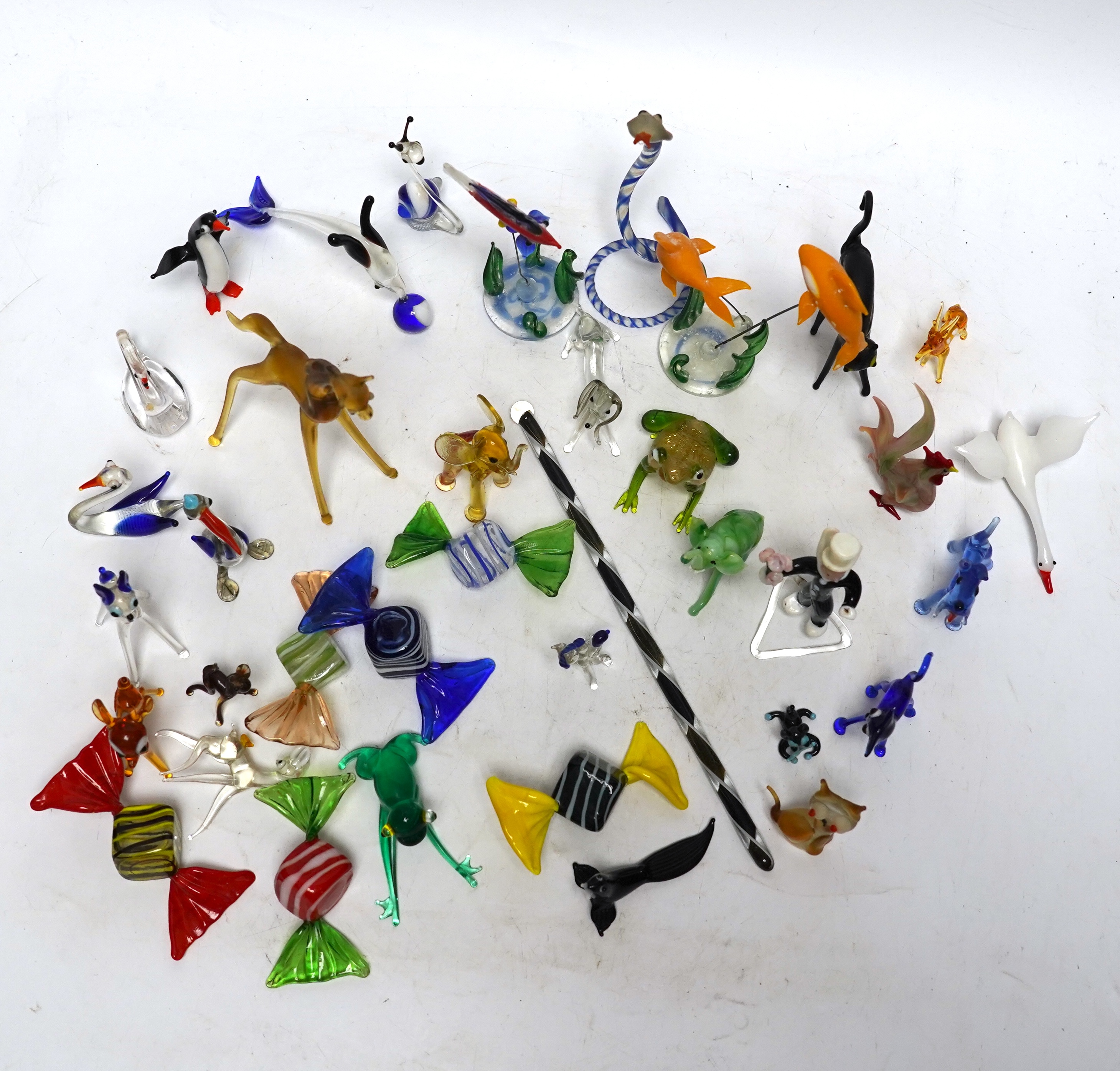 A large collection of 1950's miniature coloured glass ornaments